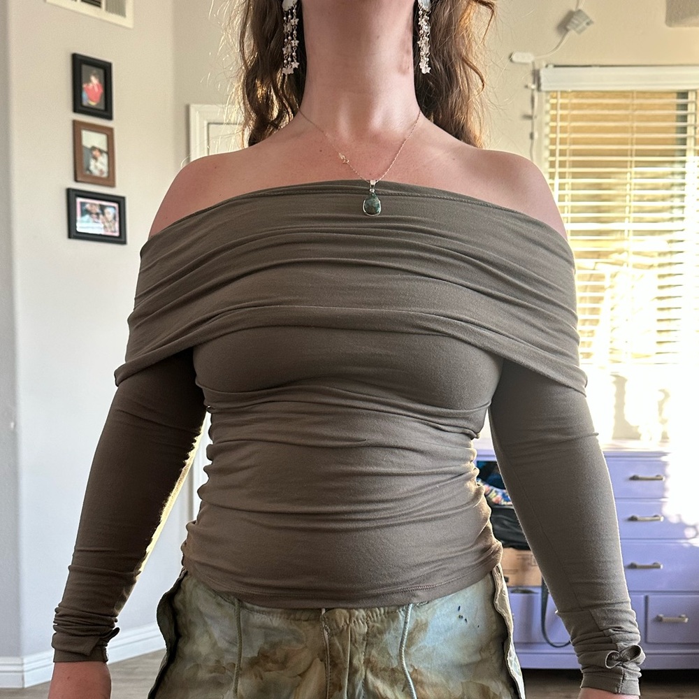 Chic Off-Shoulder Brown Blouse